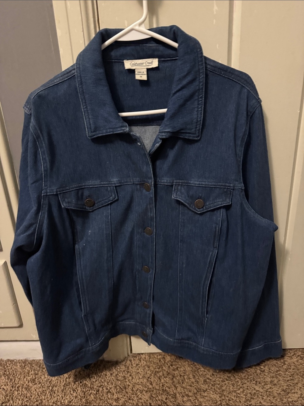 Coldwater Creek Dark Blue Denim Jacket with Button Front